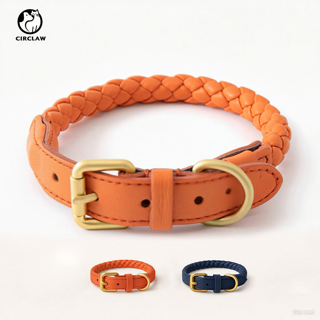 Eco-Leder Halsband Orange
